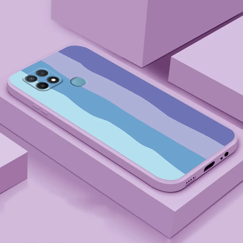

Case For OPPO A15 OPPO A16 Soft Case TPU Silicone Case Rainbow pattern Case Straight Edge Liquid Phone Case
