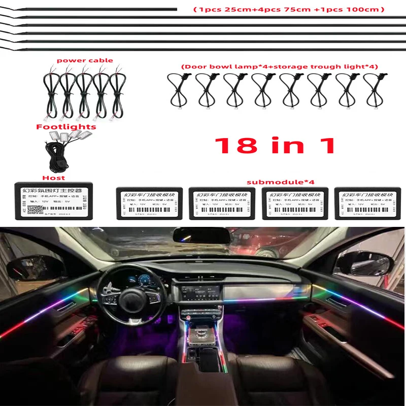 

22 в 1 симфонисветильник автомобильный окружающий свет s RGB Автомобильный интерьер акрилосветильник свет направляющий волоконно-оптический Универсальный Автомобильный Декор атмосферный свет s