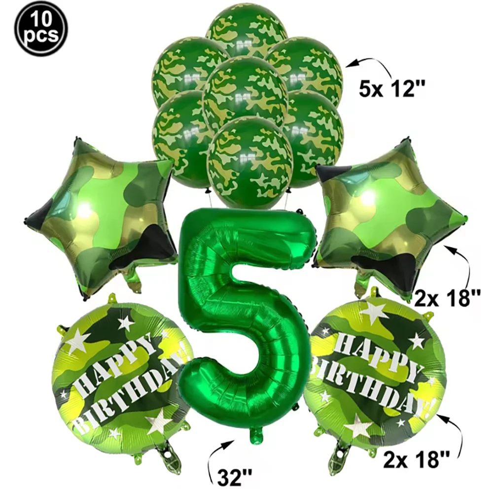 

Камуфляжно-зелёный набор воздушных шаров с цифрами