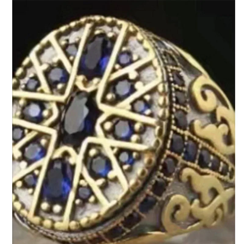 

Cross cross inlaid blue men's blue zircon ring 2022 new fashion high-end ring temperament fashion luxury hand jewelry
