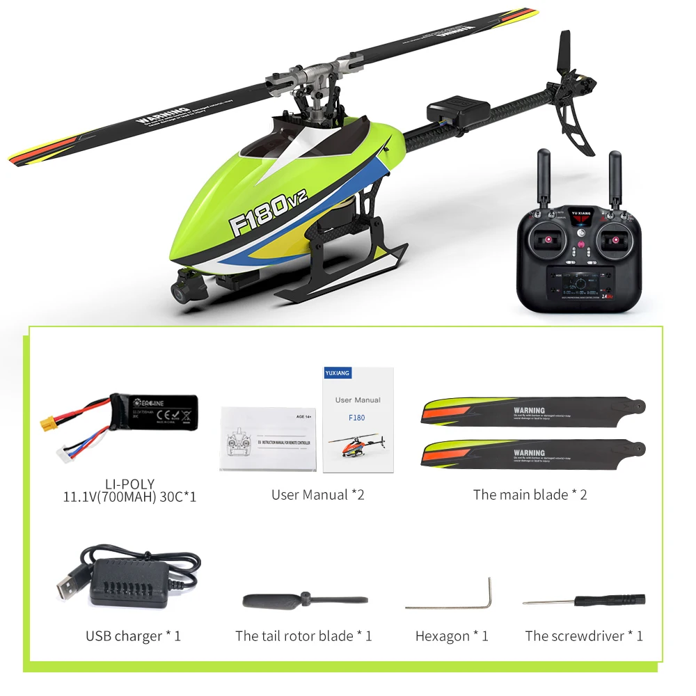 

New YXZXRC F180 V2 GPS Stabilized Aileron Less Helicopter One Click Return Yellow Version