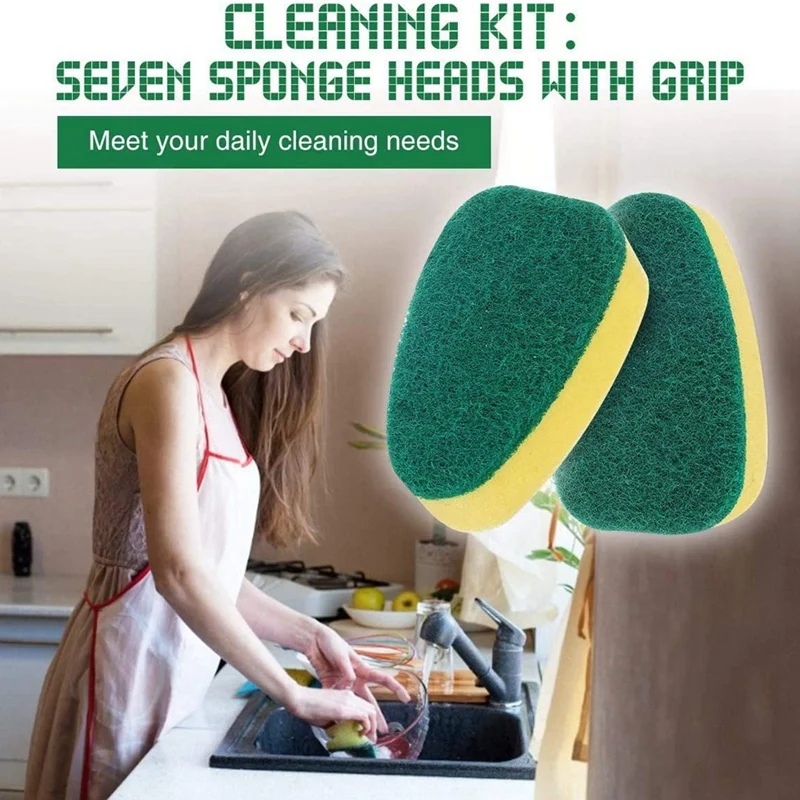 Promotion! Heavy Duty Dish Wand Sponge Brush Non-Scratch Kitchen Scrub For Sink Cleaning Sponges Handle |