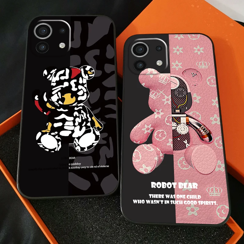 

Fashion Brand Luxury Bear For Xiaomi Mi 11 Mi 11 Lite For Xiaomi 11 Lite 5G Phone Case Black Funda Coque Carcasa Back