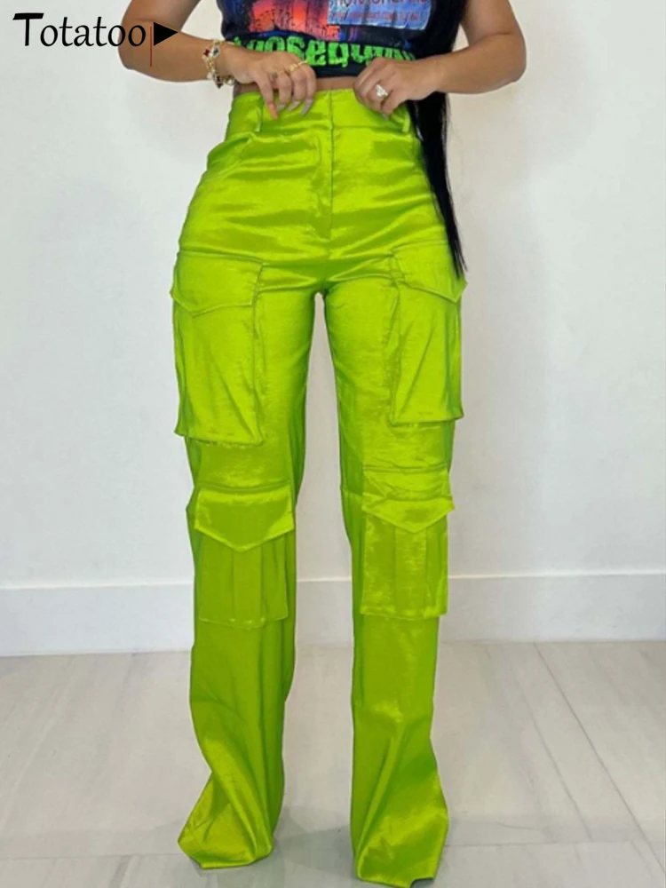 Totatop-женские винтажные брюки-карго прямые брюки с высокой талией и карманами