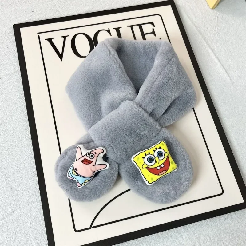 Шарф Губка Боб с героями мультфильмов для женщин и девочек утепленный зимний