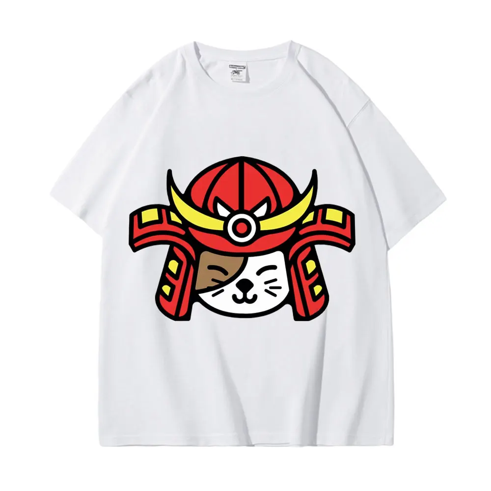 

Лидер продаж, забавная Футболка с принтом кота самурая, для мужчин и женщин, милые Мультяшные Графические футболки, повседневная модная футболка большого размера, уличная одежда