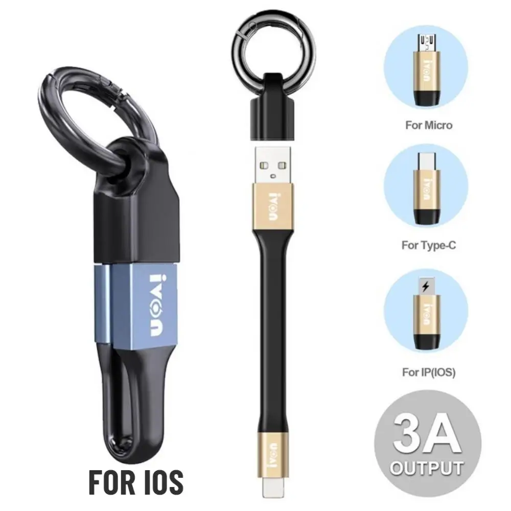 

Mini Keychain 2 In 1 Portable USB Data Cable 3A Fast Charging Micro USB Type C Short Cable Cord For Huawei Honor Xiaomi Samsung