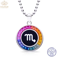 wuiha real 925 sterling silver colorful created moissanite gemstone scorpio pendant necklaces hip hop rock jewelry drop shipping