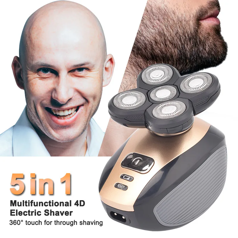 

5 in 1 Rechargeable Electric Shaver Five Floating Heads Razors Hair Clipper Nose Ear Hair Trimmer Men Facial Cleaning Brush