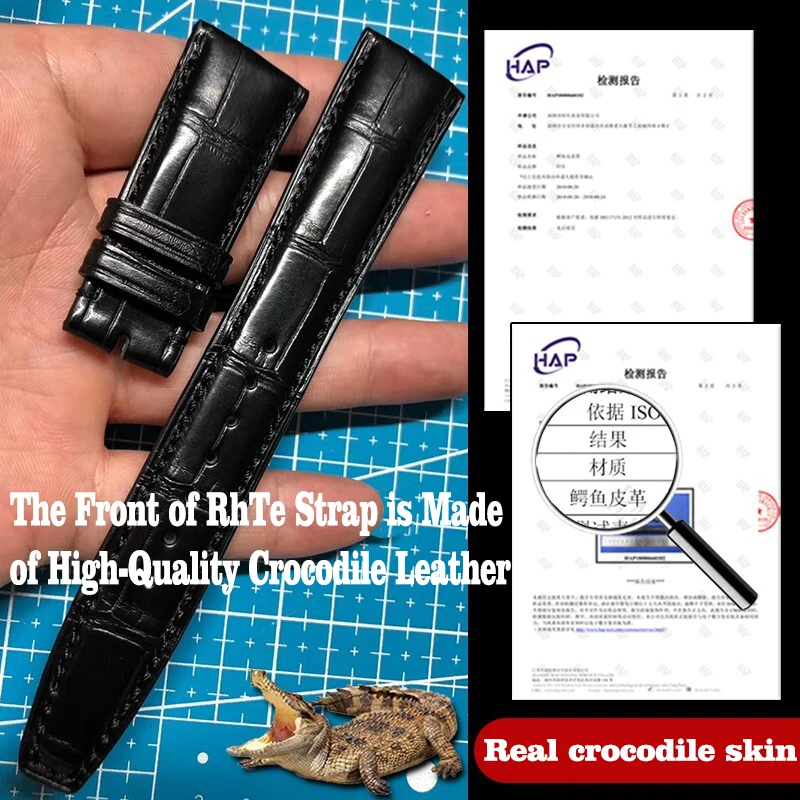 Crocodile Leather Watch Strap for IWC Watch Strap Portugieser Porotfino Family PILOT'S Folding Buckle 20mm 22mm Watchbands