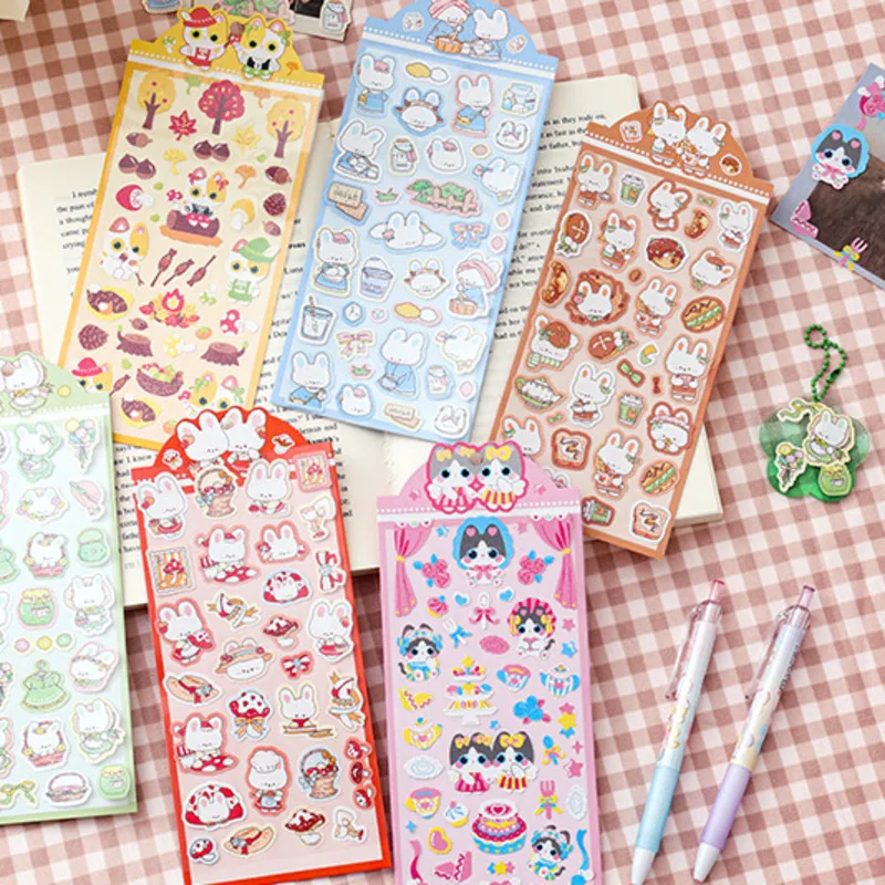 

Korean Stickers Cute Home Style Scrapbooking DIY Rabbit Cartoon Journal Stationery Deco Sticker Handiwork Craft Supplies
