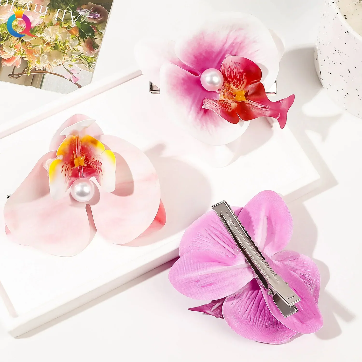 1 шт. заколка для волос с искусственным цветком 8 см