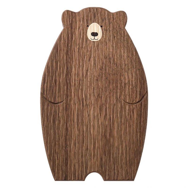 

Wooden Board Cutting Board Cute Bear-Shaped Bread Tray Black Walnut Kitchen Board Brown