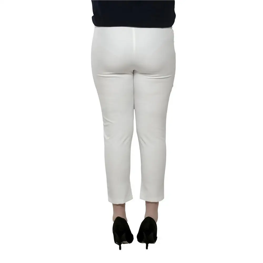 Fierte Women Plus Size Pants Rg1382 Fabric High Waist Tight Slash Trotting Zipper Closure Button Spring Autumn Casual
