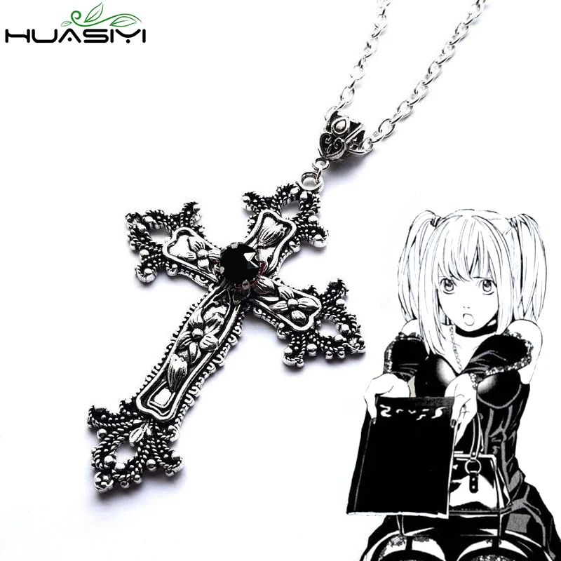 

Anime Death Note Misa Amane Cross Pendant Necklace For Women Men Gothic Punk Choker Necklaces Goth Jewelry