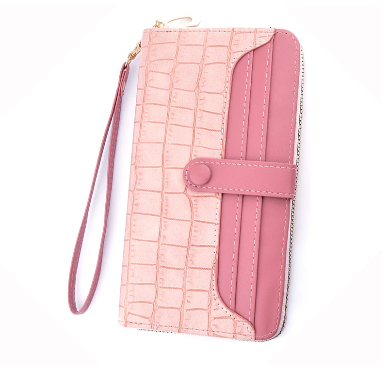 Crocodile Women Wallet Hot Pink Purse Card Wallet On Waist Carteiras Leather Women Wallet Fashion Luxury Purses Portfel damski