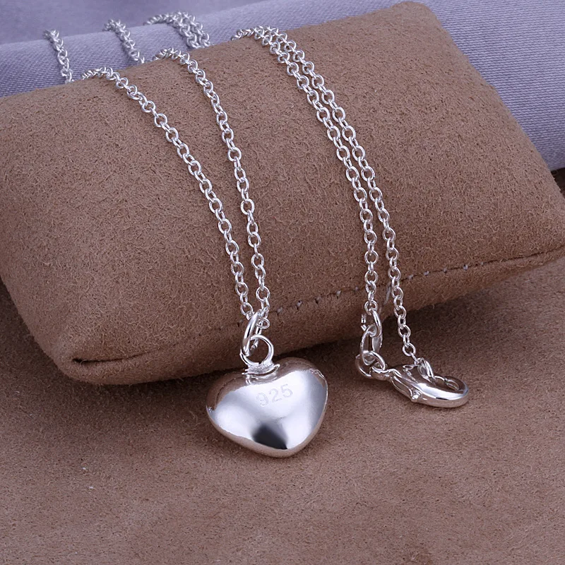 

925 Sterling Silver Solid Romantic heart Necklace For Women Wedding Fashion party wedding accessories Jewelry Birthday gifts