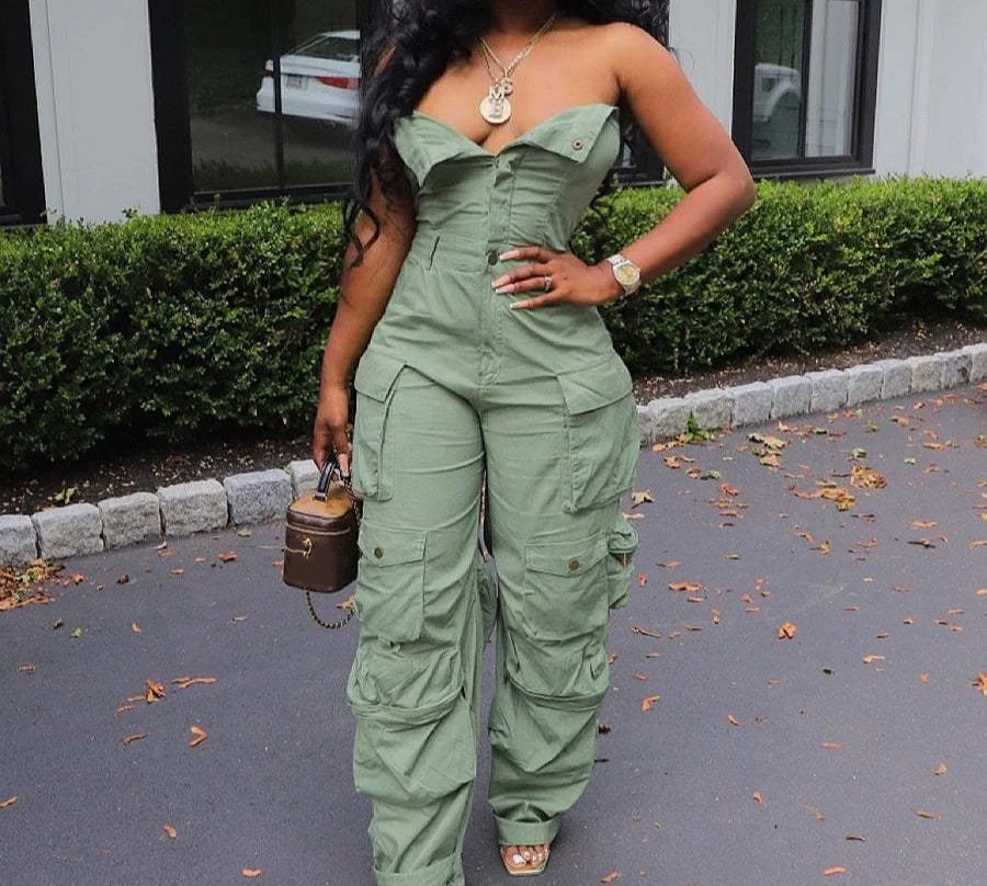 Женский комбинезон 2024 летний сексуальный бандо однобортный с несколькими