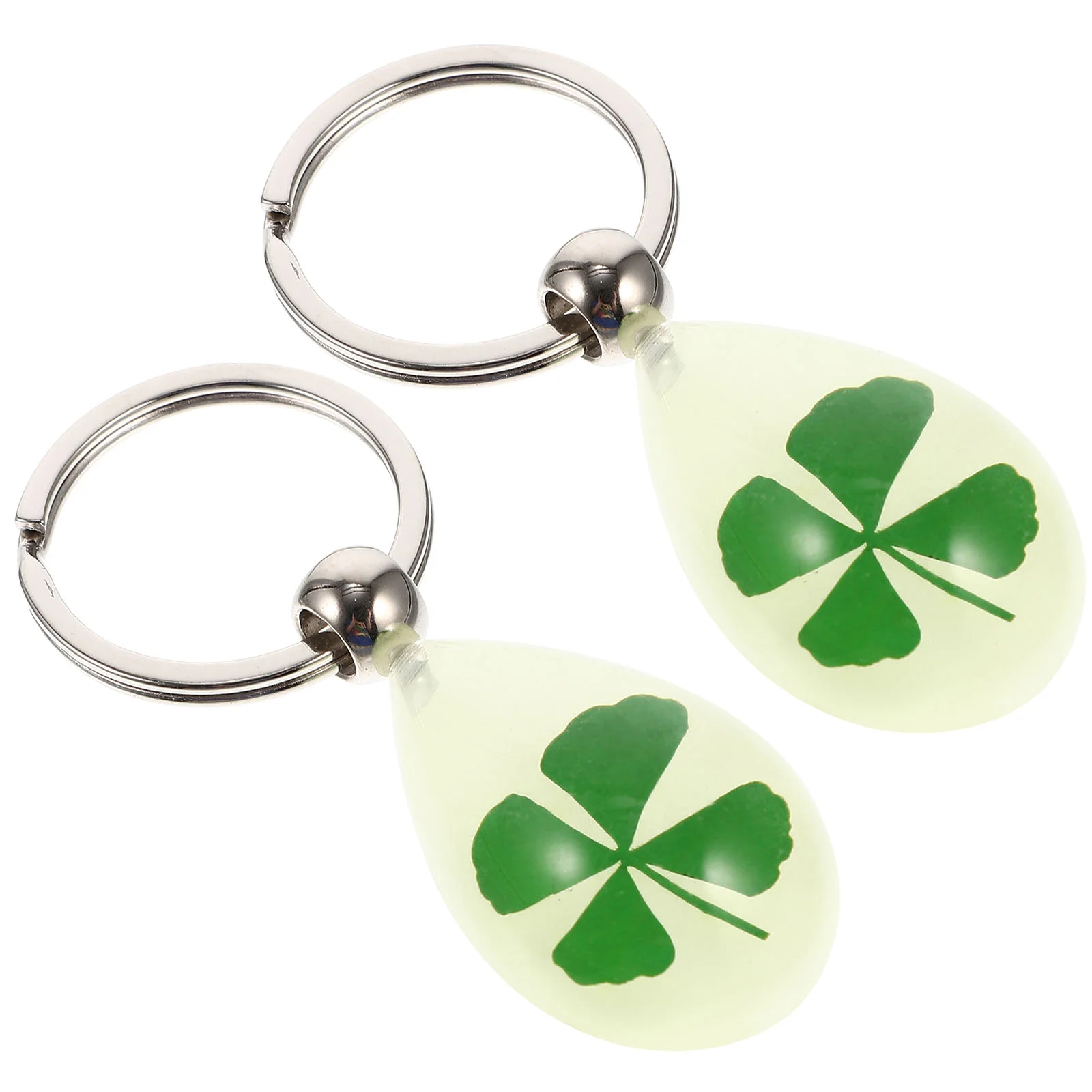 

2Pcs St.Patrick Day Key Holders Noctilucent Four-Leaf Keychains Backpack Hanging Decors