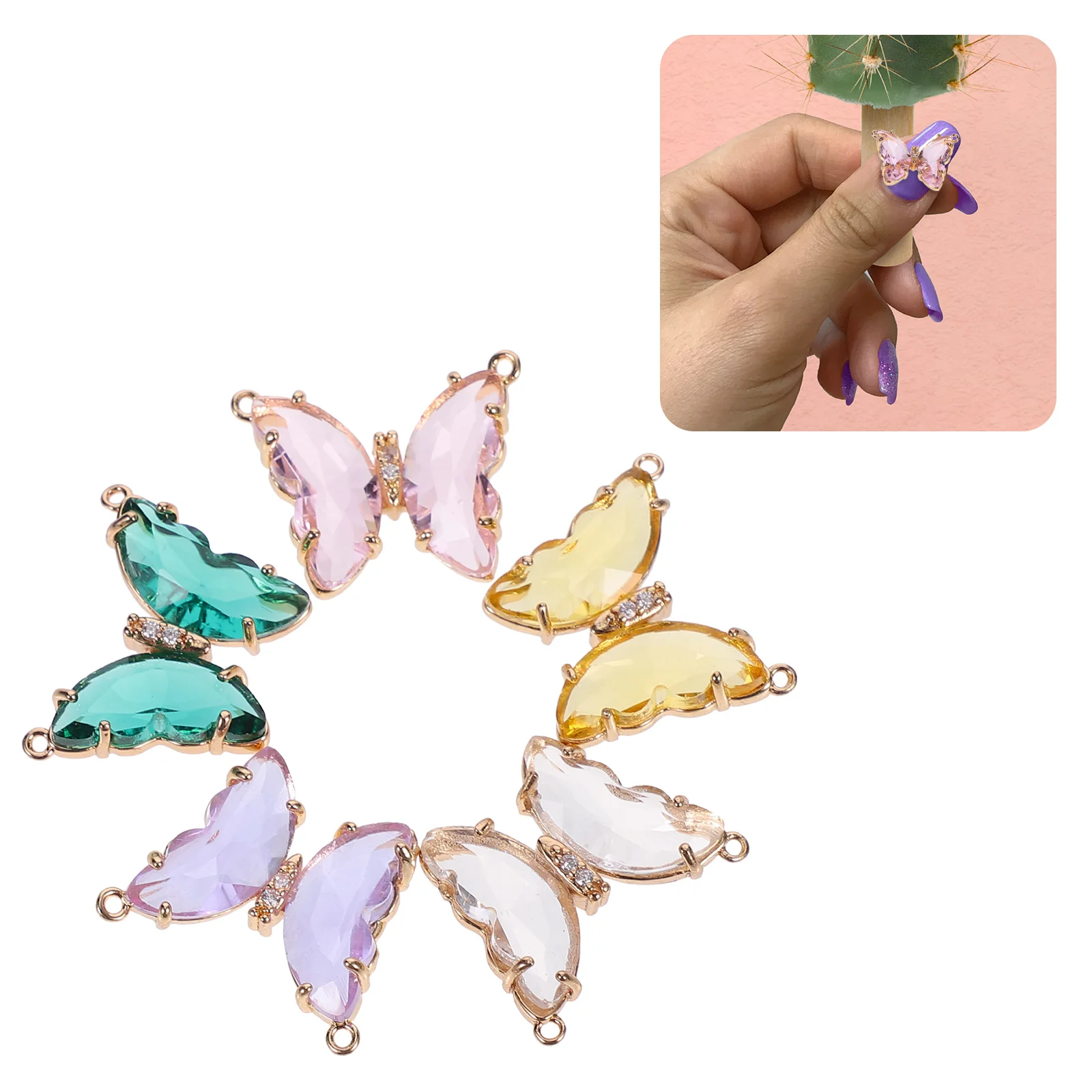 

Nail Charms 3D Pendant Pendants Jewelry Butterflies Dangle Bracelet Diy Bracelets Nails Crystal Making Decals Accessories Charm