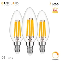 ganriland c35 e14 high lumens 6 5w candle lamp ultra bright 806lm flame effect edison bulbs dimmable ampoule led filament light