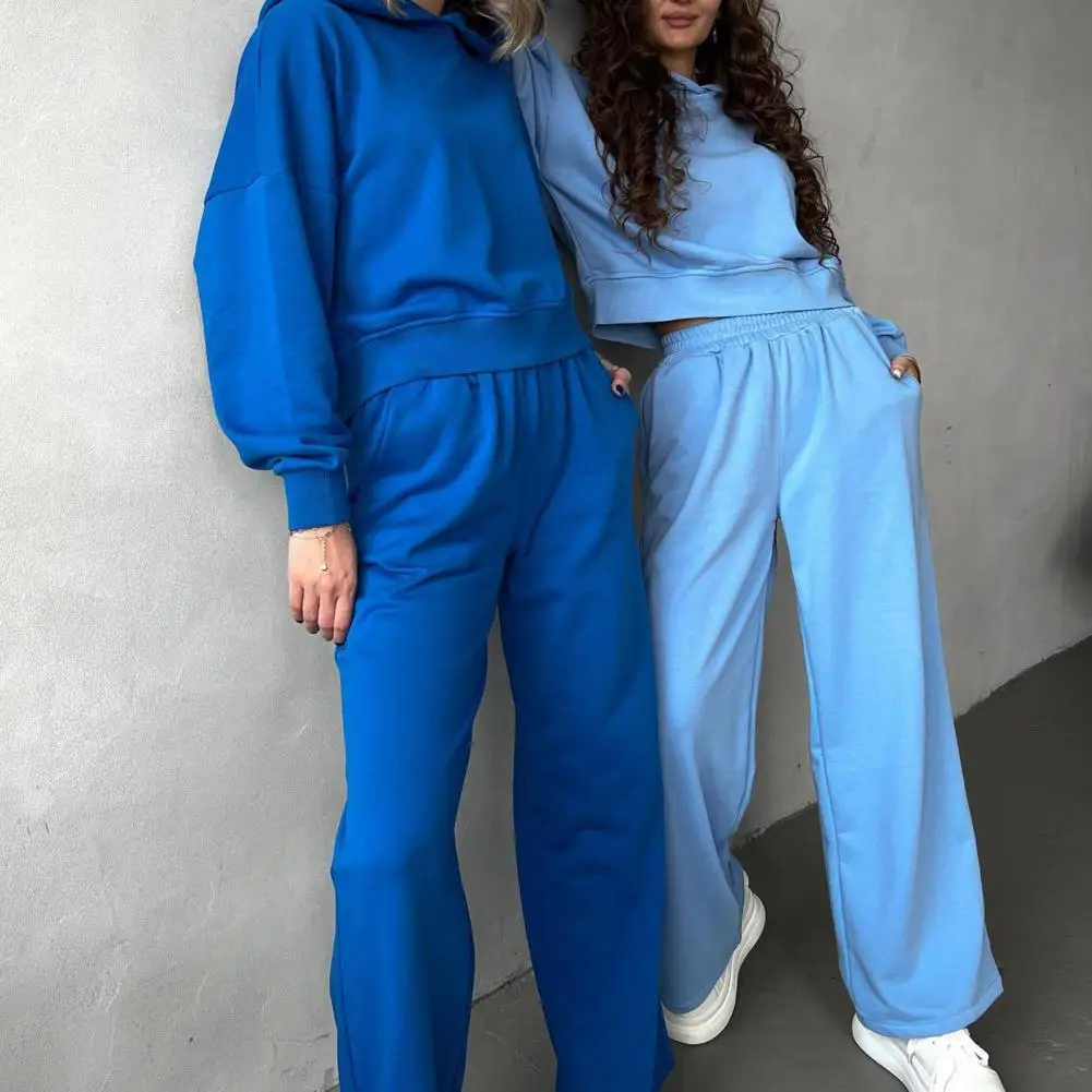 

Женский спортивный костюм из двух предметов, однотонная толстовка с капюшоном и брюки большого размера, Осень-зима 2022