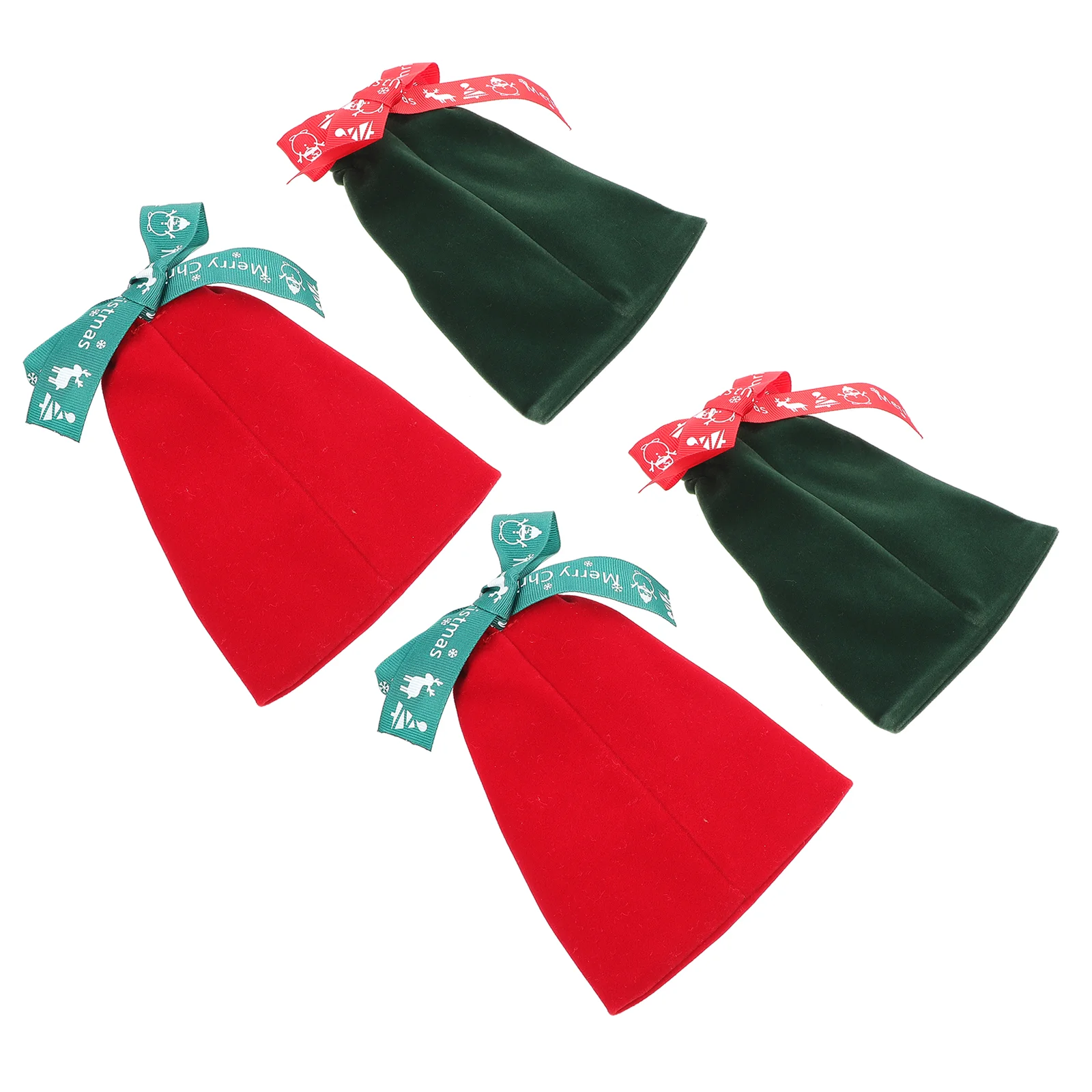 

4pcs Practical Decorative Christmas Wrapping Bags Drawstring Pouches for Treat Candy