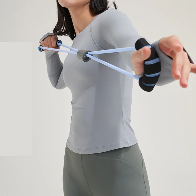 Solid Color Fitness Soft Women Sport Long Sleeve Yoga Shirt Top Round Neck Gym T-shirt Breathable Comprehensive Training Wear