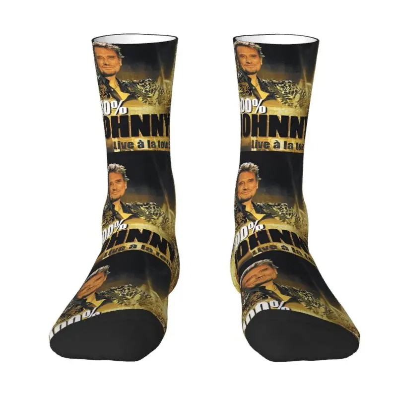 

Johnny Hallyday Mens Crew Socks Unisex Novelty French Rock Singer Spring Summer Autumn Winter Dress Socks