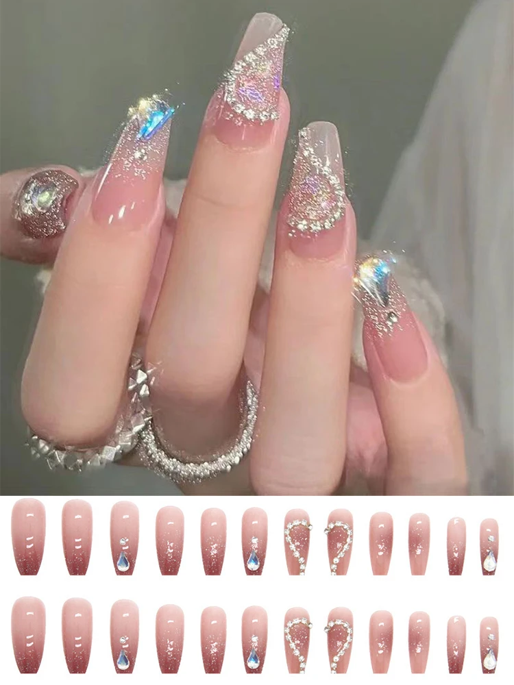 

24 шт., накладные ногти с блестками