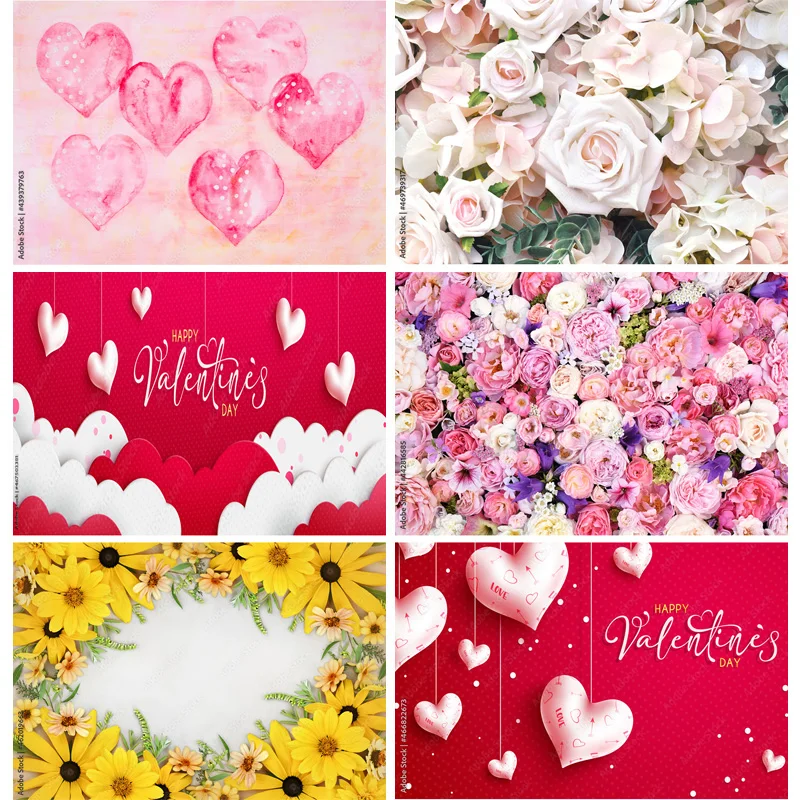 

SHUOZHIKE Art Fabric Valentine Day Photography Backdrops Prop Love Heart Rose Wall Photo Studio Background QRJJ-07