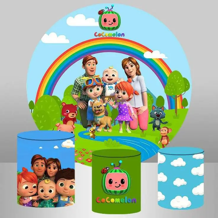 

DIXSG семья дыни эластичный круглый фон Дети 1-й День рождения радуга фон три цилиндра фон круг колонки крышки