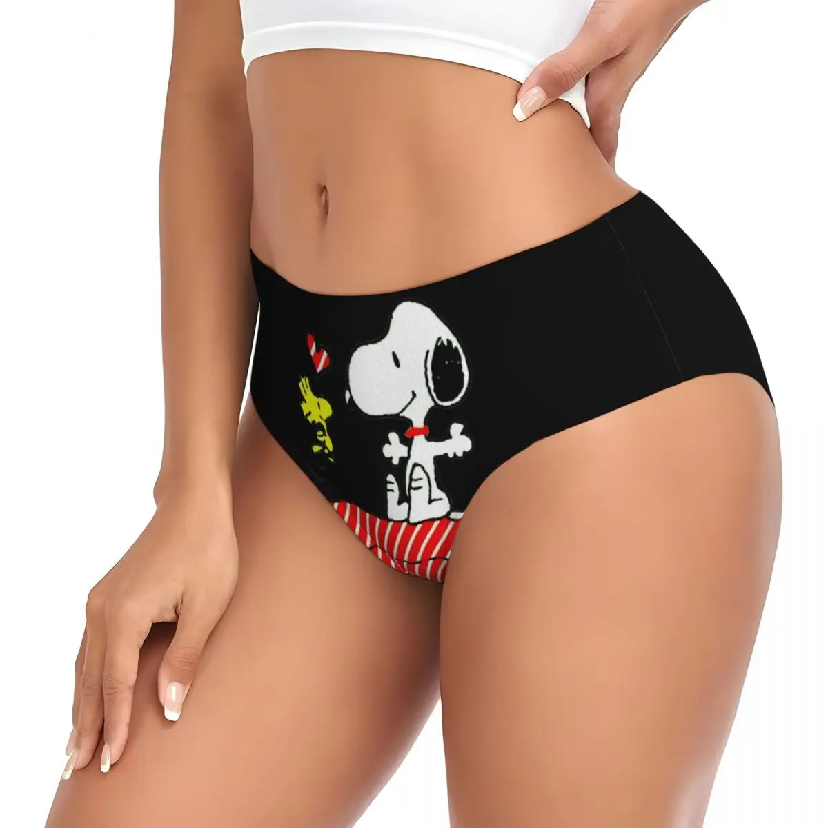 Женские дышащие эластичные трусики в красную полоску