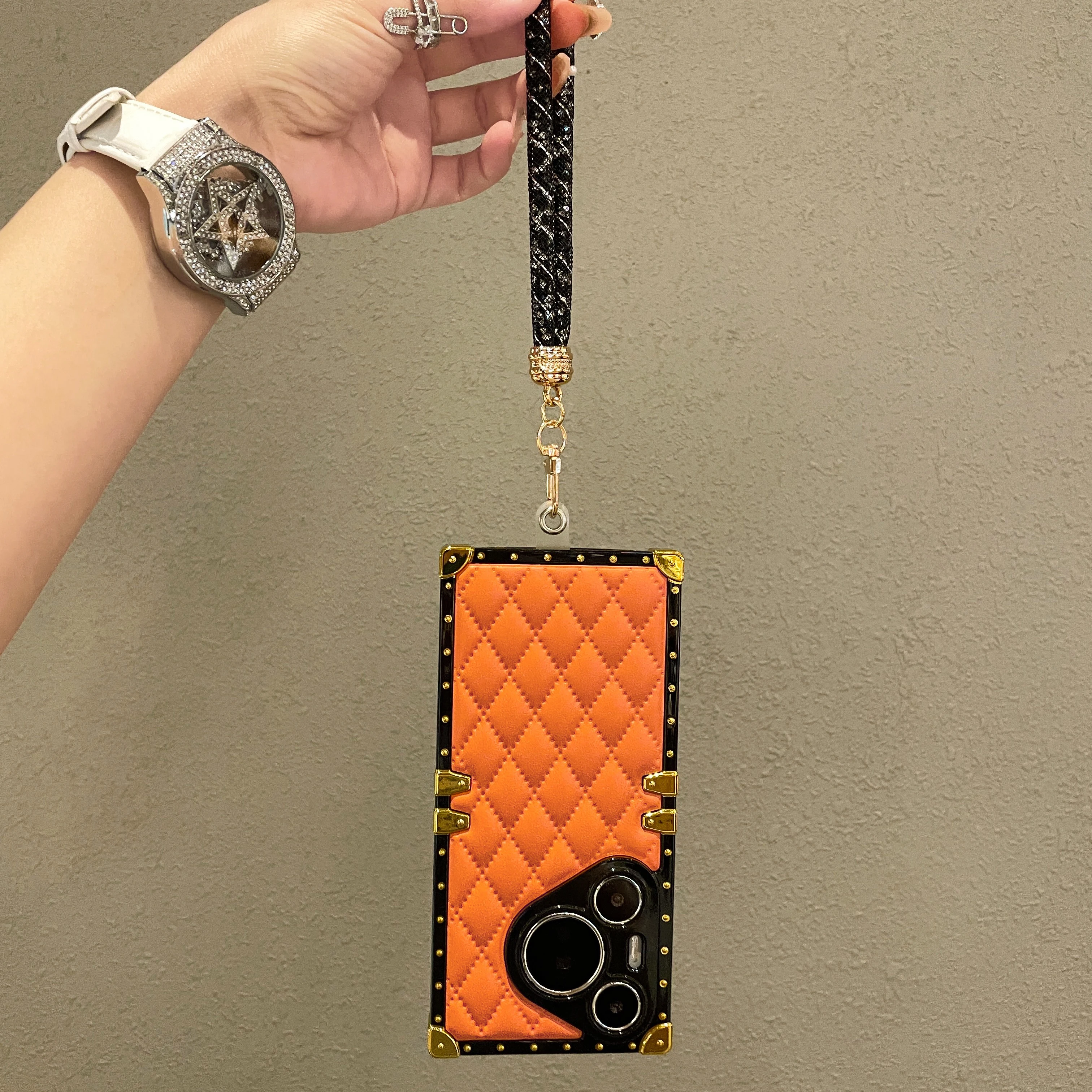 Противоударный кожаный чехол с геометрическим рисунком для Huawei Pura 70 Pro защитный