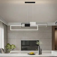 new modern led chandelier for dining room kitchen bedroom living room pendant lamp remote control rectangle design hanging light