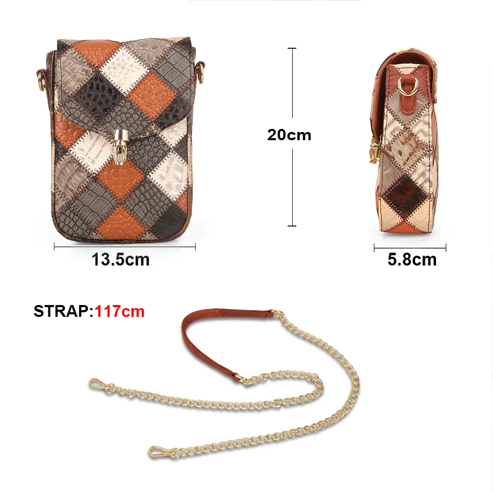 new Women Crossbody Bag Cowhide Genuine Leather Casual Patchwork Luxury Brand Design Flap Small Wallets Shoulder Satchles New
