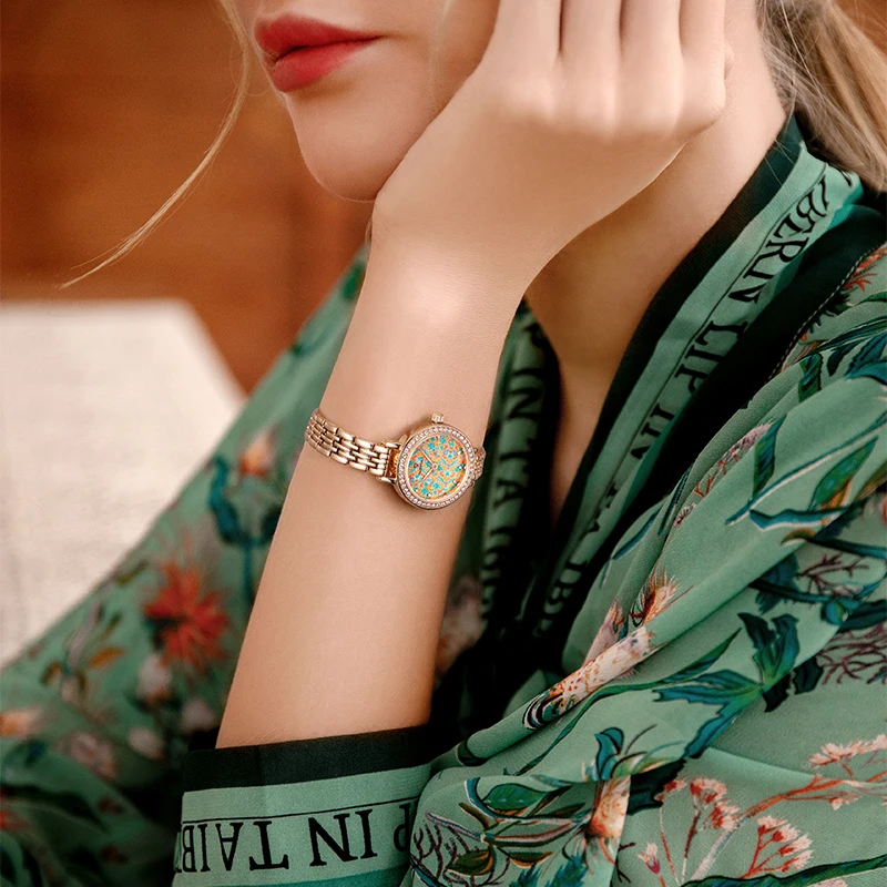 Diamond Bezel Gemstone Dial Jewelry Clasp Fashion Quartz Wristwatches Luxury Women's Wristwatch Retro Watch Gift Watches enlarge