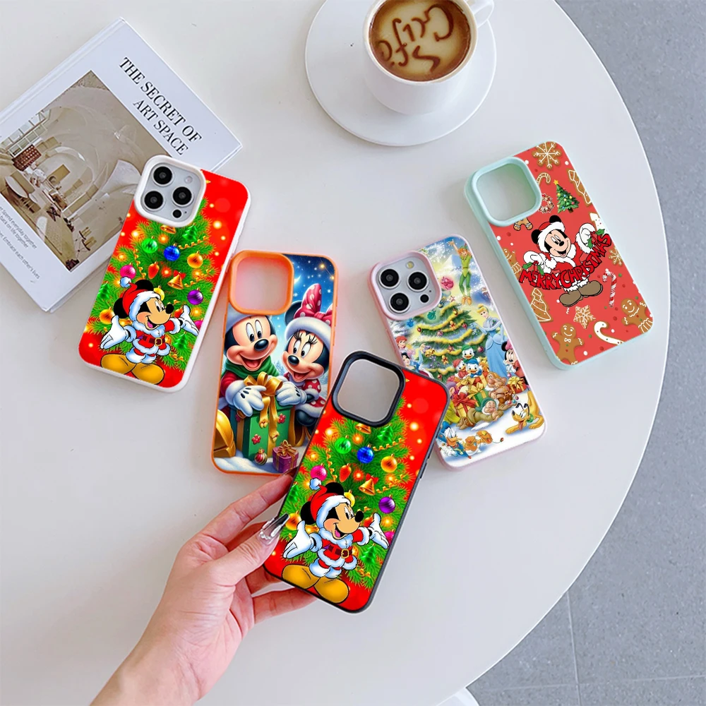 Чехол SS205 для iPhone 16 15 14 Pro Max Plus с изображением Микки и Минни Рождества