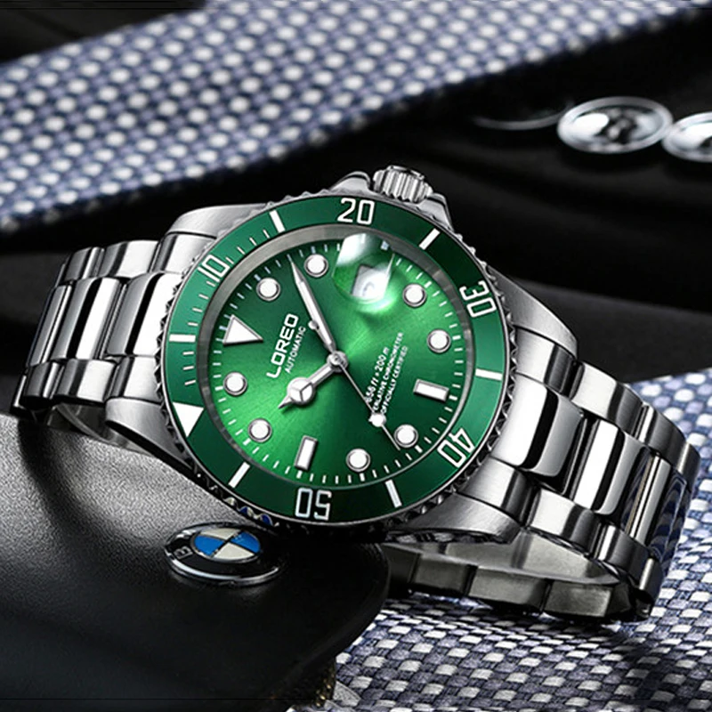 Фото Часы LOREO Deep Sea Series, мужские спортивные автоматические механические мужские часы, лучший бренд, роскошные водонепроницаемые часы 200 м, механизм чайки №3