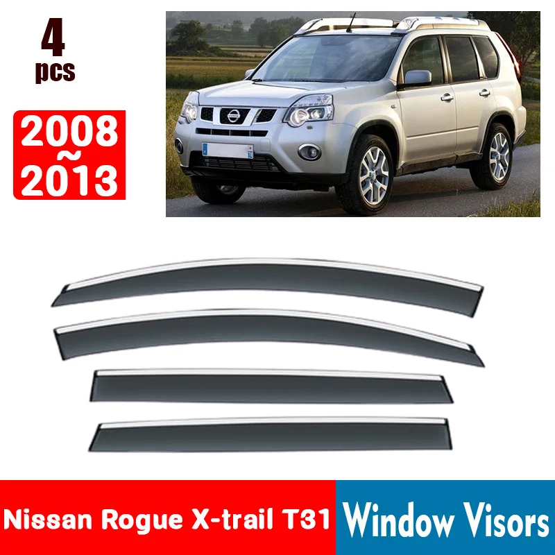 FOR Nissan X-trail T31 2008-2013 Window Visors Rain Guard Windows Rain Cover Deflector Awning Shield Vent Guard Shade Cover Trim