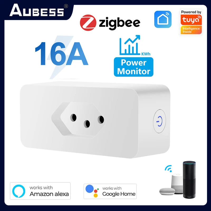 

Zigbee WiFi Brazil Smart Plug Tuya 16A With Power Monitor Smart Life APP Remote Smart Socket Outlet Works For Google Home Alexa