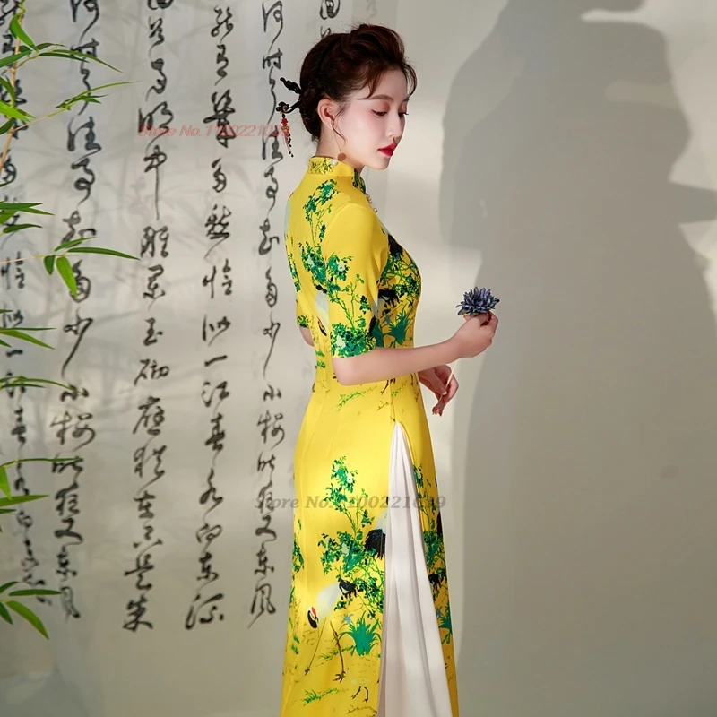 2024 вьетнамское платье-аодай традиционное китайское улучшенное Ципао