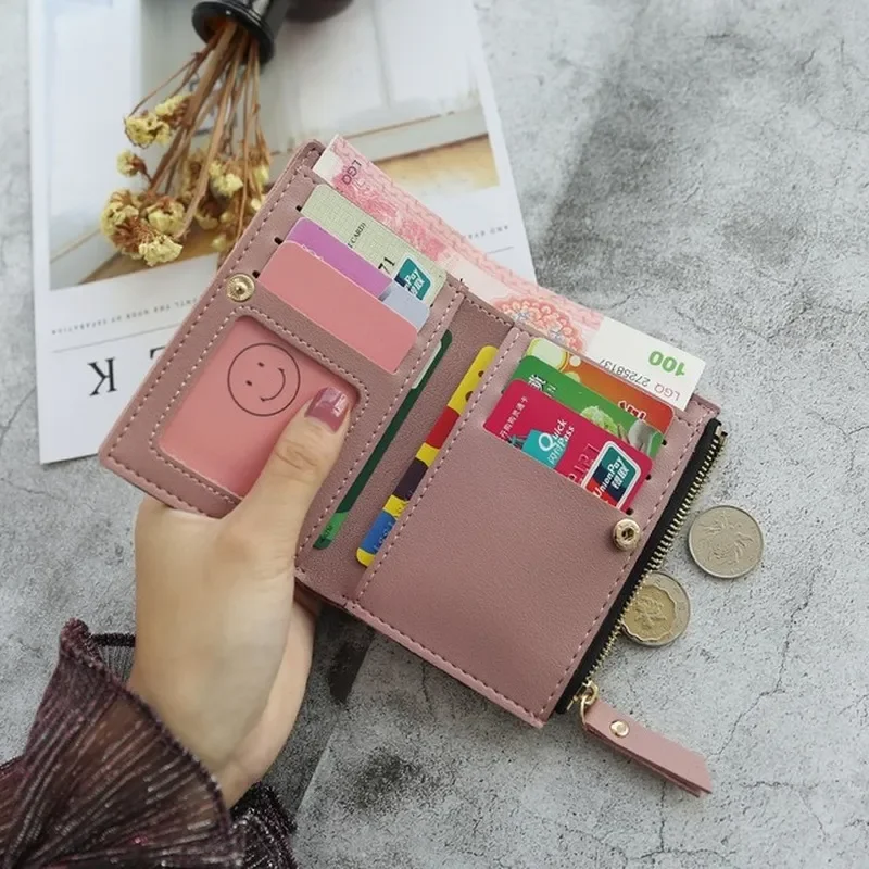 Women's Wallets Print Flower Short Wallet For Woman Zipper Mini Coin Purse Ladies Small Wallet Female Leather Card Holde
