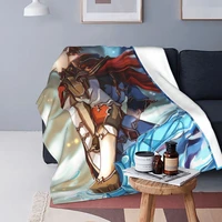 childe genshin impact patterned blanket flannel spring fall game anime multipurpose blanket sofa travel bed cover