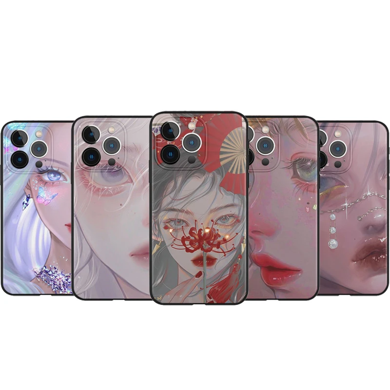 

Cute Anime Girl Japanese Begonia Phone Case For iPhone 13 Pro Max 12 Mini 11 SE 2020 5 5S 6 6S 7 8 Plus XS X XR Covers