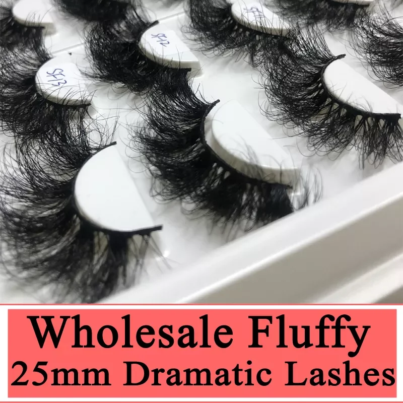 

NEW2022 Fluffy 25mm Extra Length Eyelash Only With Tray Volume 3D Real Mink Lashes Handmade False Eyelashes Extension