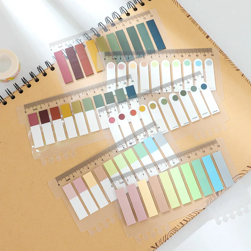 

200 Sheets/pack Colorful Sticky Notes Memo Pad Label Note Bookmarks Notepad School Office Stationery School Supplies Ruler