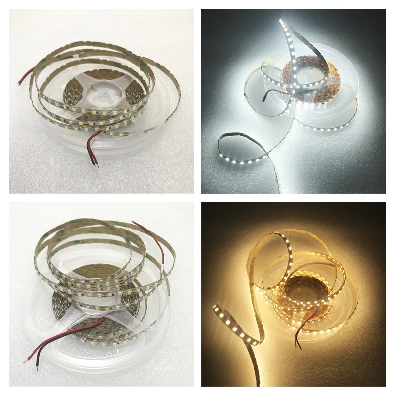 

5M DC 12V SMD2835 LED Strip 120LEDs/m 6mm PCB S-Shape Flexible LED Rope Ribbon Tape Light White/Warm white IP20 Nowaterproof