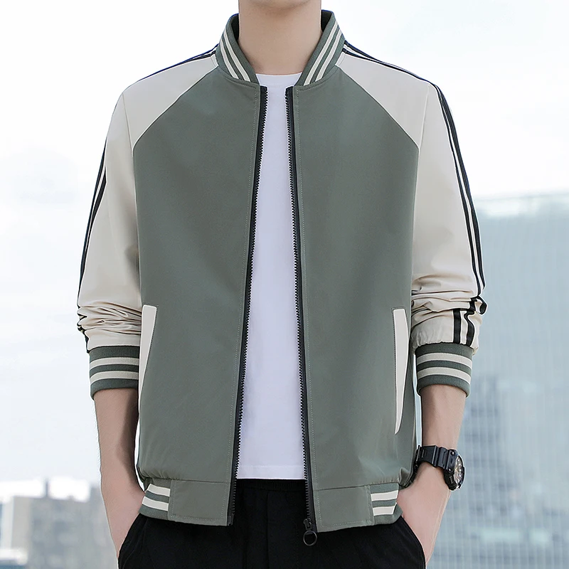 

2022 Fashion Autumn Men's Jackets Patchwork Baeball Collar Jackets Coats 5XL Striped Casual Men Clothing Daily Streetwear New