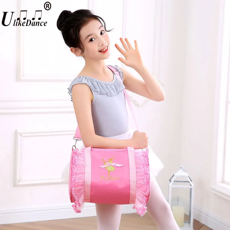 Розовая кружевная Танцевальная сумка UlikeDance для девочек балетная с вышивкой